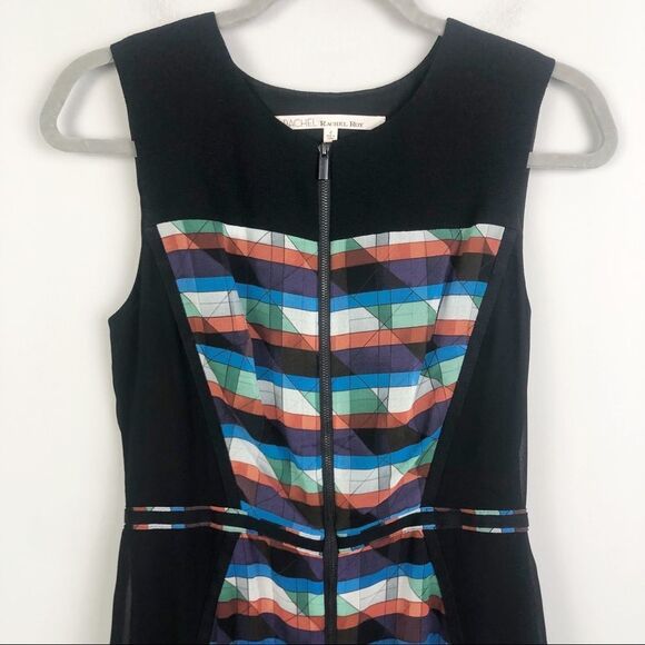 RACHEL ROY | Geometric Zip Front Multicolor Shift Dress Women’s Size 4 - Picture 4 of 9